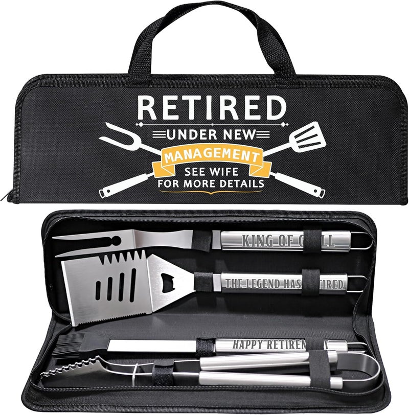LEWARAN Retirement Gifts for Men, Retired Gifts for Men, Dad, Grandpa, Coworker, Teacher, Boss, Grilling Accessories, Heavy Duty Stainless Steel Grill Set BBQ Grill Tools for Outdoor Grill with Aluminum Case - Image 1